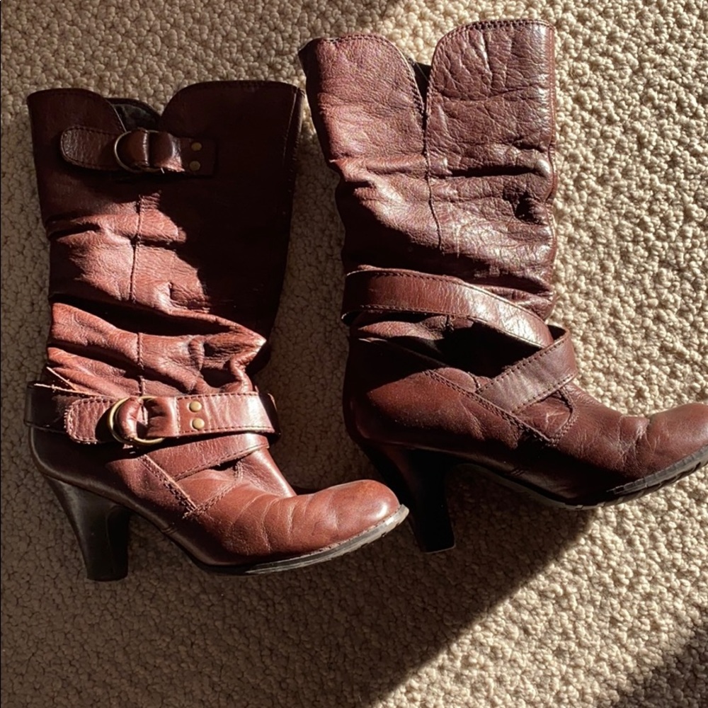 Brown heeled boots
